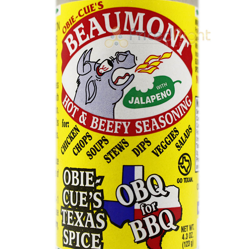 Obie Cue's Beaumont Hot & Beefy Seasoning Meats Soups Stews All Purpose 4.3 Oz