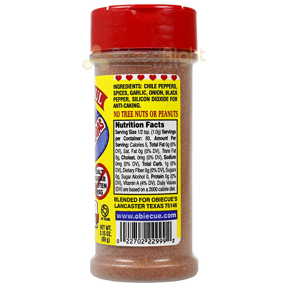 Obie Cue's Texas Soul Taco Chili Enchilada Seasoning Tex-Mex No Salt 3.15 Oz