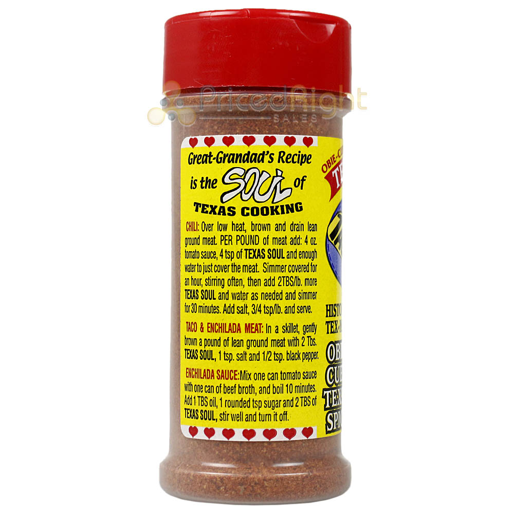 Obie Cue's Texas Soul Taco Chili Enchilada Seasoning Tex-Mex No Salt 3.15 Oz