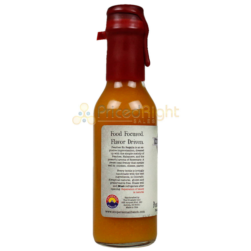 Peaches En Regalia Hot Sauce Sweet Medium Heat Cooper's Small Batch 5 Oz Bottle