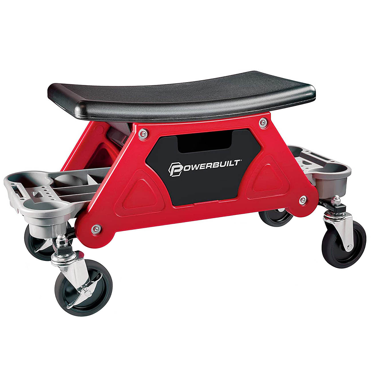 Powerbuilt 18"x10" Heavy Duty Rolling Garage Work Seat with Storage Trays 240036