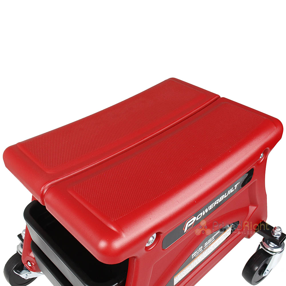 Powerbuilt Heavy Duty Compact Rolling Seat with Storage Trays For Tools 240283