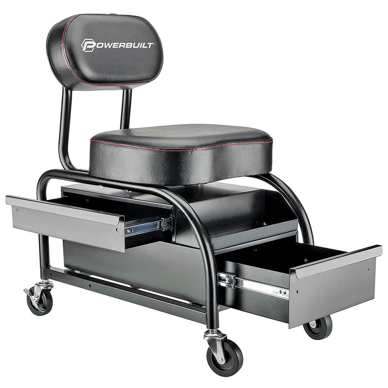 Powerbuilt Professional Detailer Roller Seat with Drawer and Tool Tray 240299