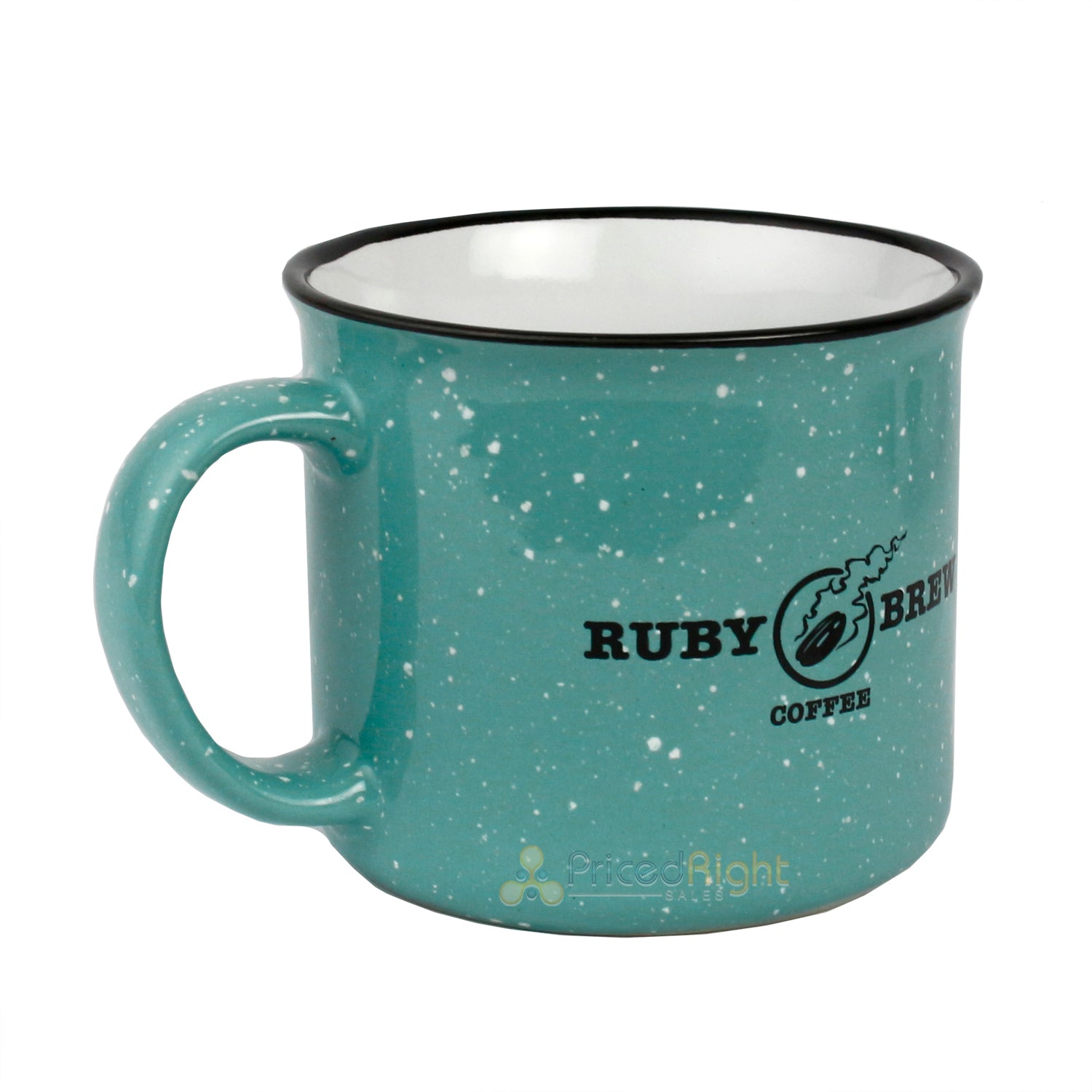 Ruby Brew Campfire Ceramic Microwave-Safe Mug With Handle 13 Oz. Speckled Teal