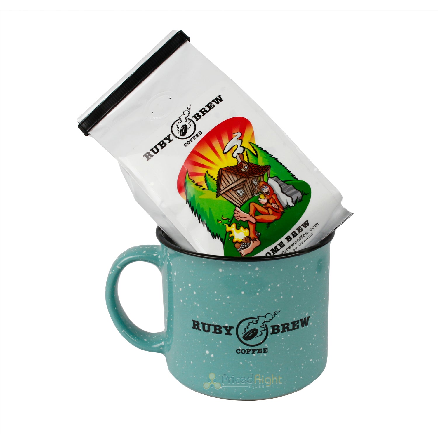 Ruby Brew Campfire Ceramic Microwave-Safe Mug With Handle 13 Oz. Speckled Teal