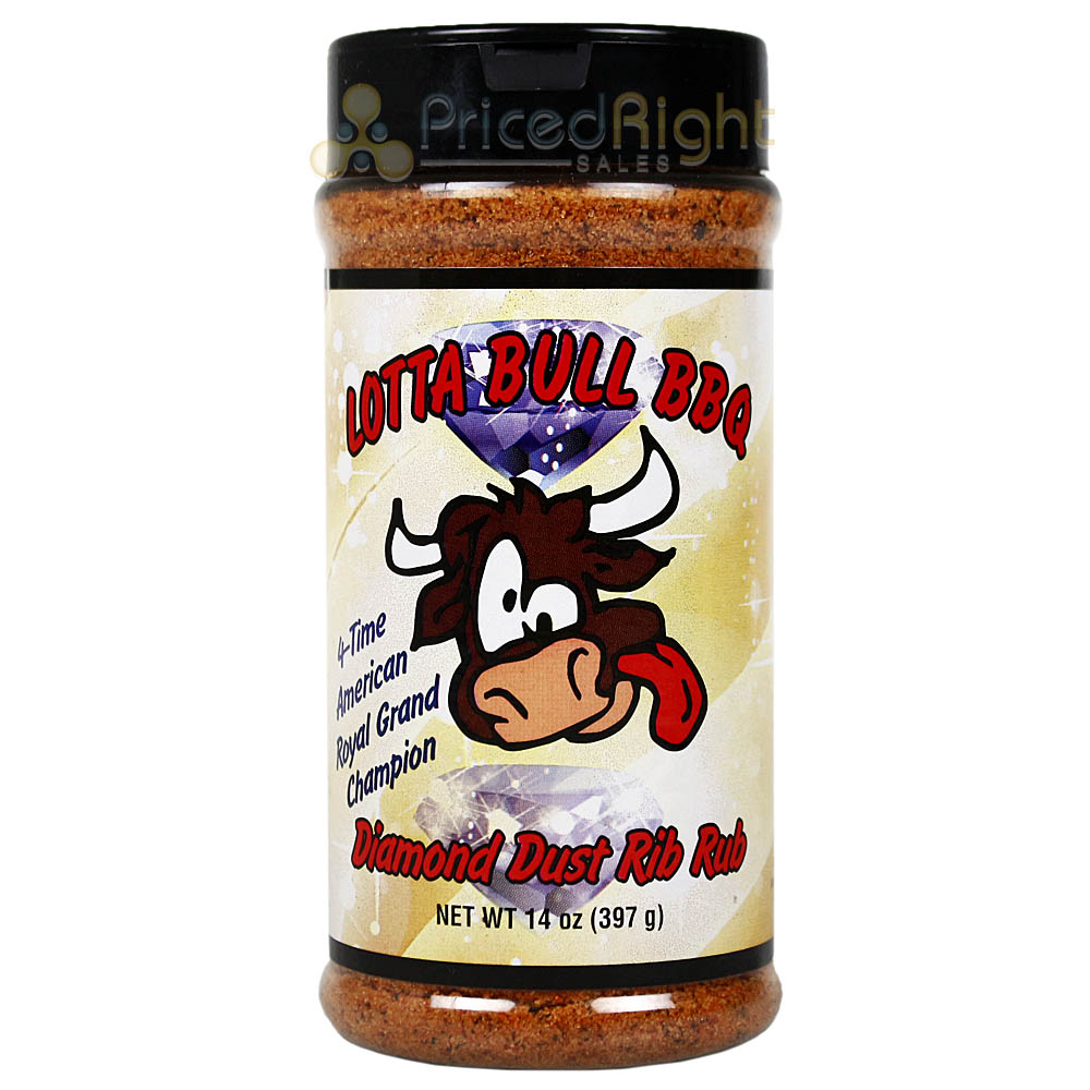 Lotta Bull 2 Pack Diamond Dust Rib Rub 14 Oz & Original BBQ Sauce 18 Oz Bottle