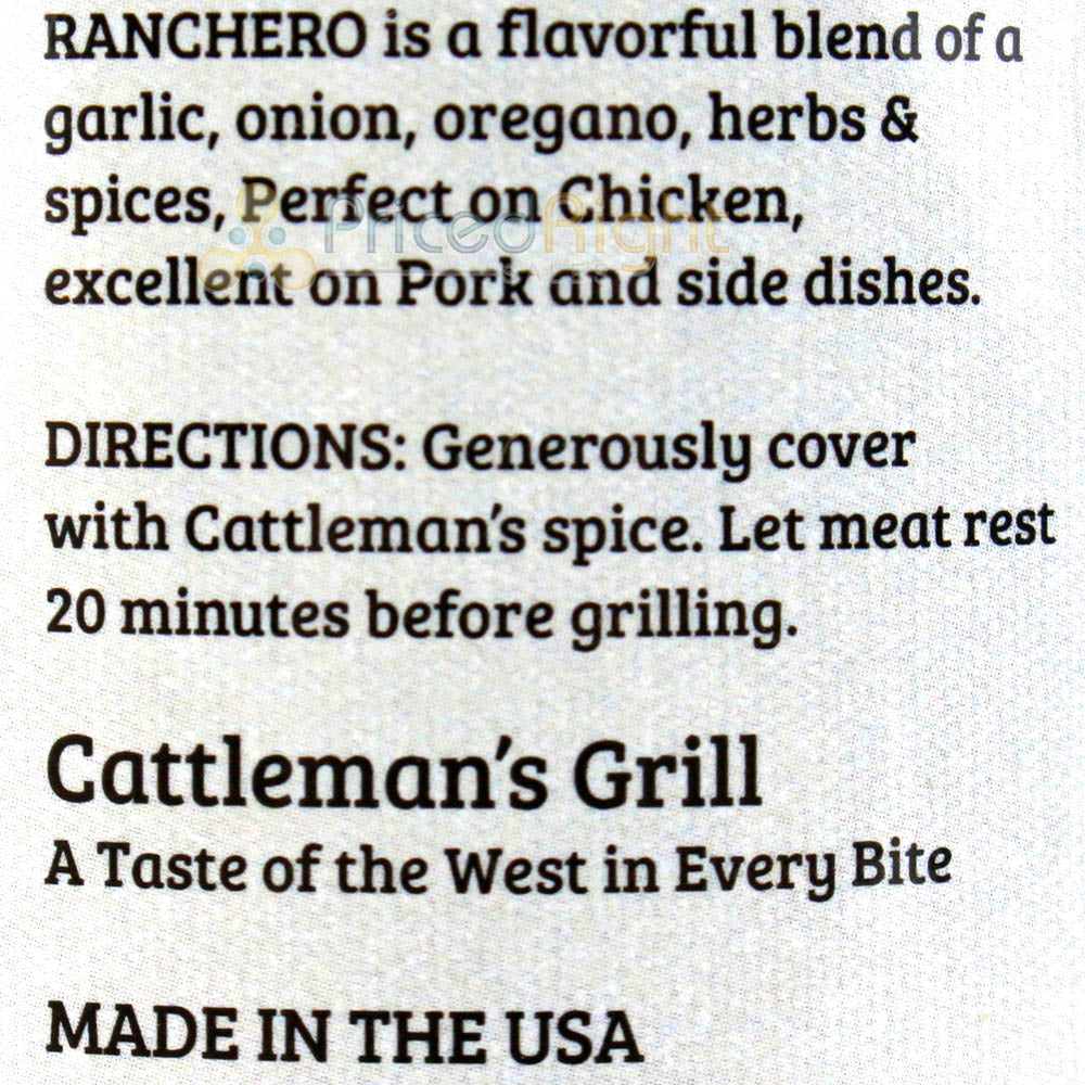 Cattleman's Grill Ranchero Chicken & Pork Seasoning 11.8 Oz Bottle Savory Blend