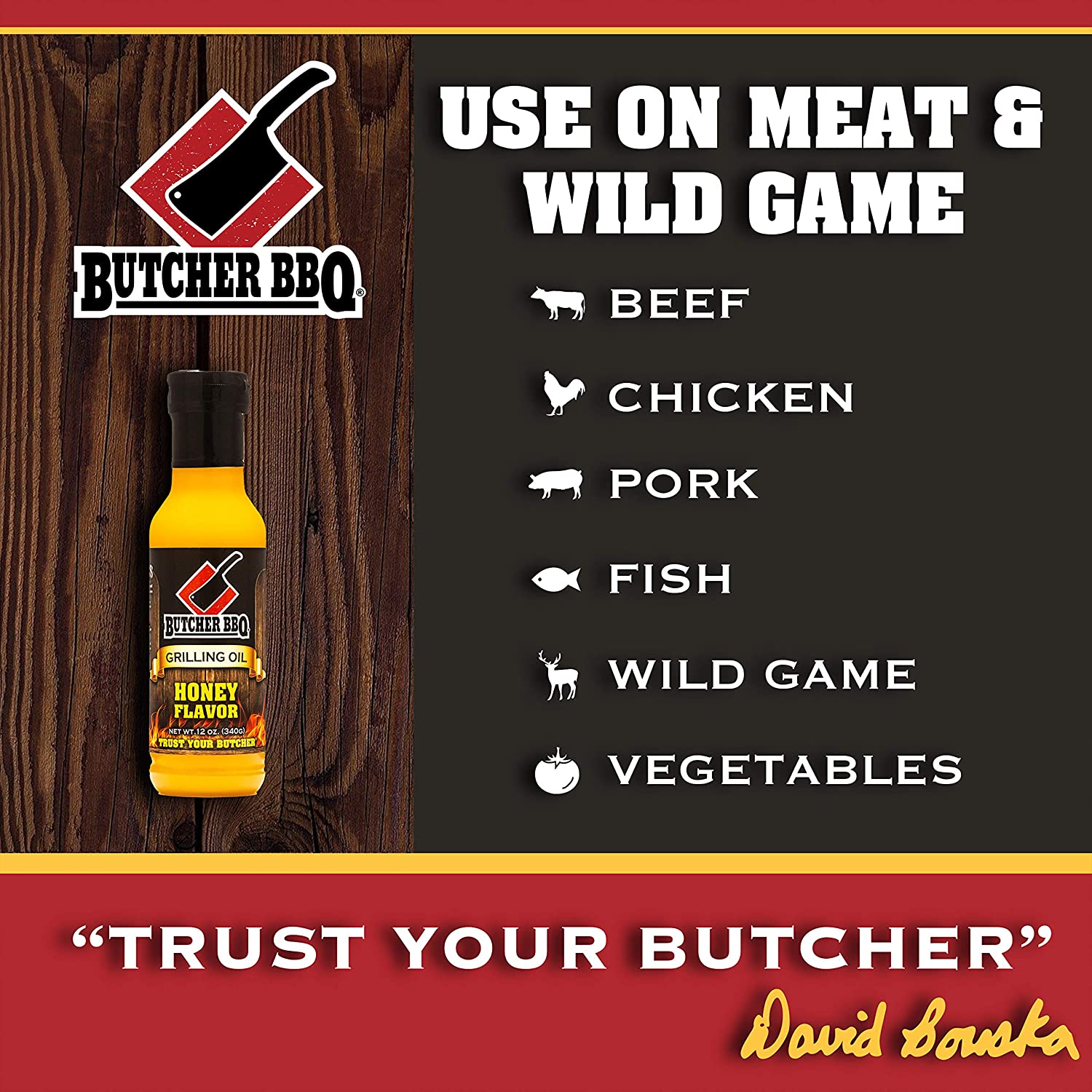 Butcher BBQ Honey Flavor Grilling Oil 12 Oz Bottle Competition Rated MSG Free