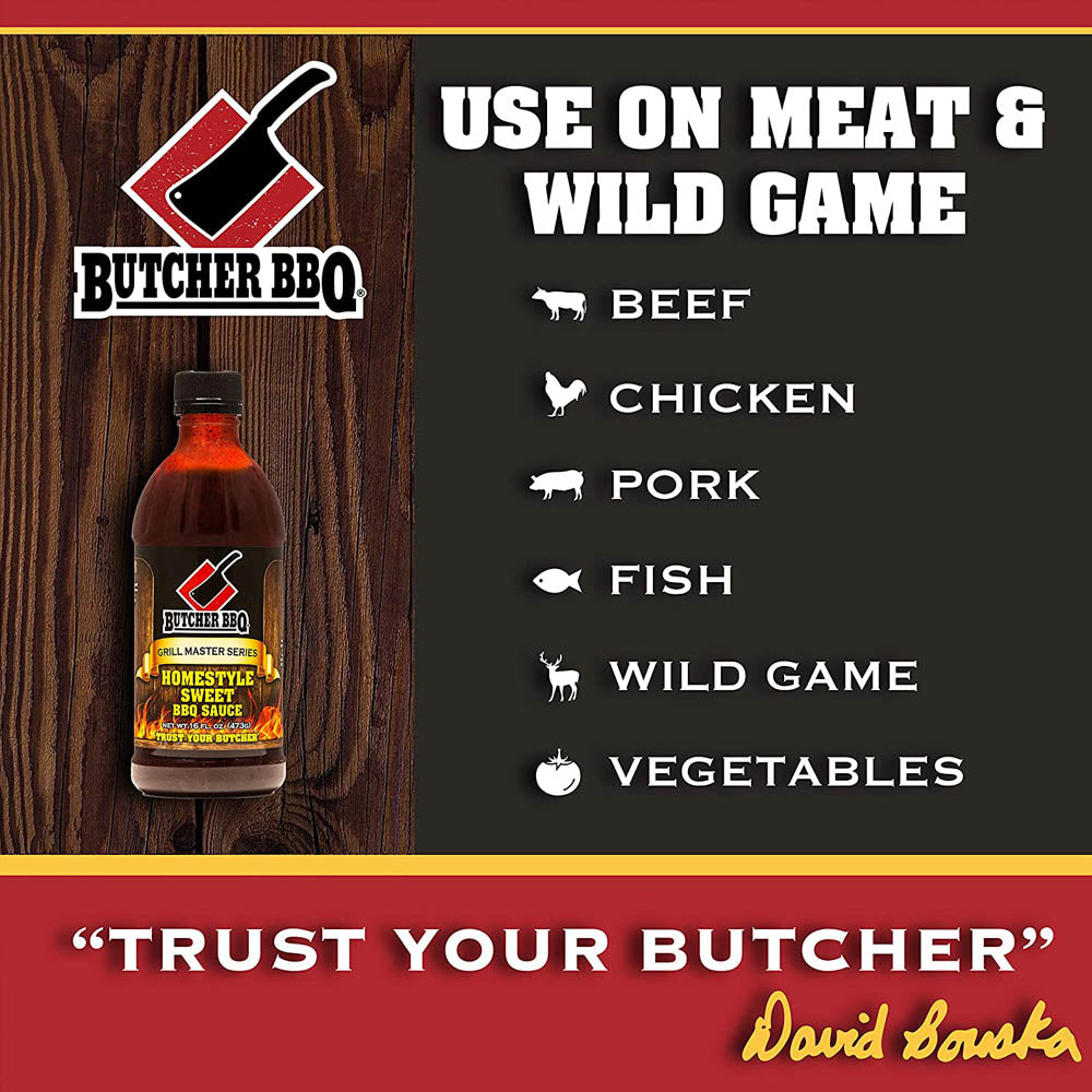 Butcher BBQ Homestyle Sweet BBQ Sauce 16 Oz Bottle Grill Master Series 45581