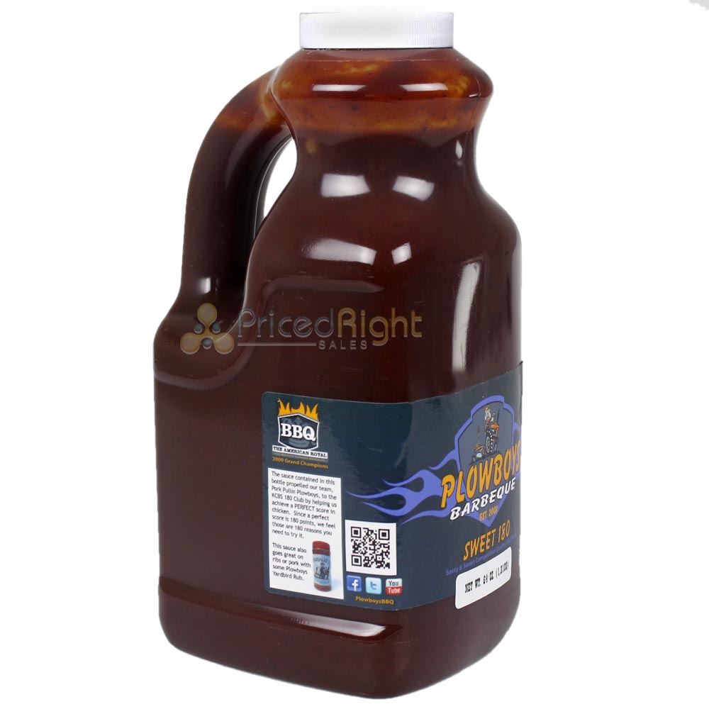 Plowboys Barbeque Sweet 180 BBQ Sauce or Marinade 1/2 Gallon Sweet Mild Flavor