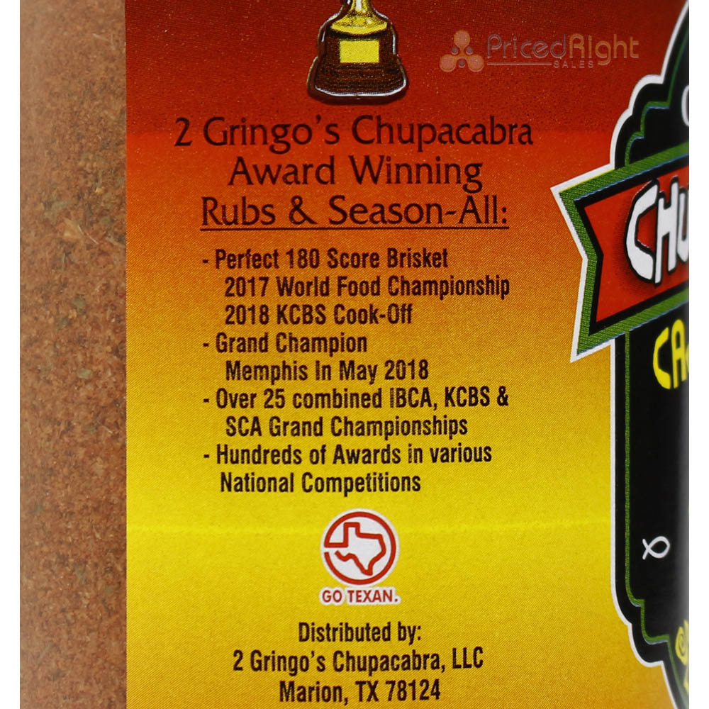 2 Gringos Chupacabra Cajun Blend 12 Oz All Purpose Seasoning Single Bottle