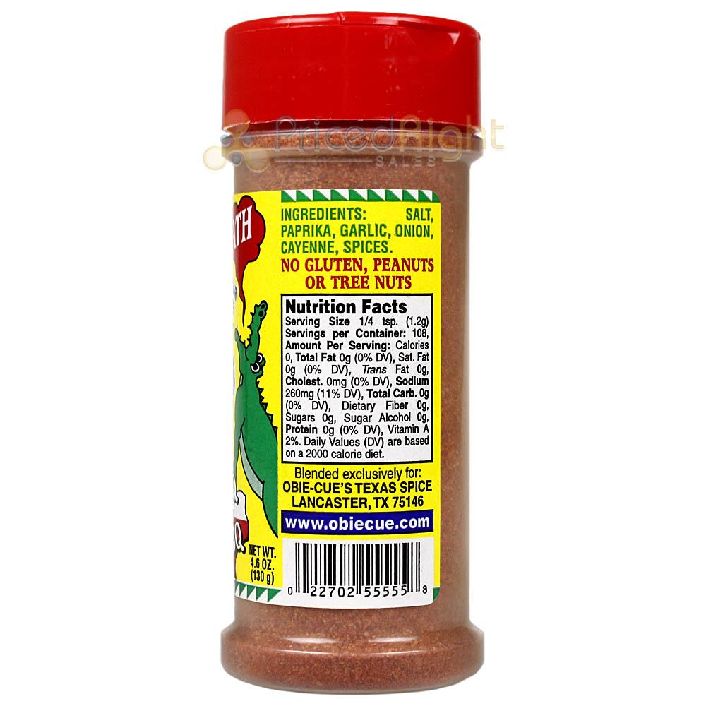 Obie Cue's Gatorbreath Spicy Cajun Salt BBQ Rub No MSG Gluten Free 4 oz Shaker