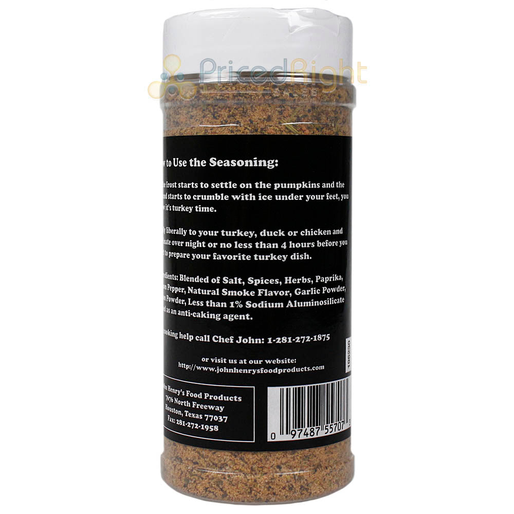 John Henry's Turkey Seasoning Herbs Garlic Lemon All Purpose Rub 12 oz Bottle