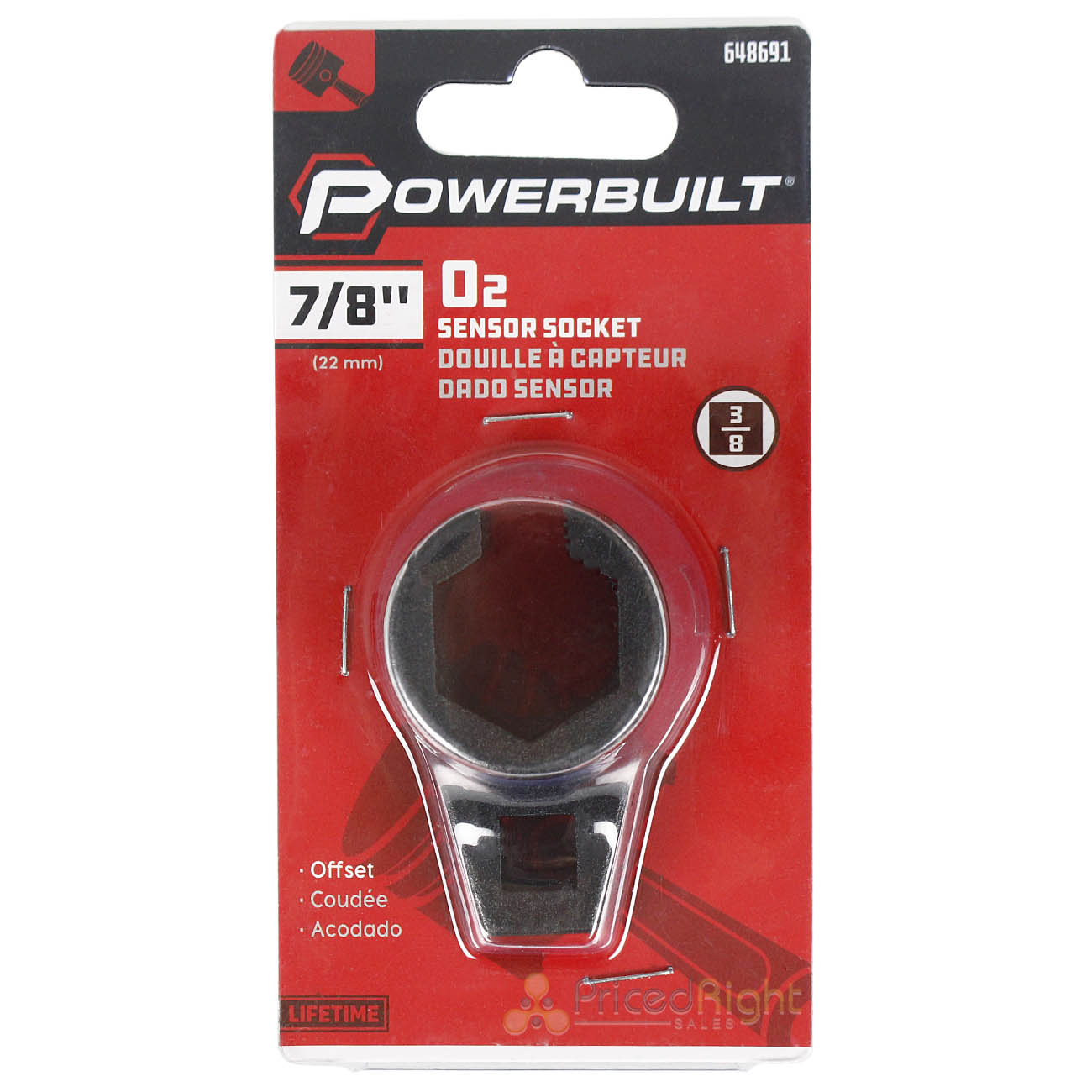 Powerbuilt 3/8 Inch Drive 7/8 Inch 22 Milimeter Oxygen 02 Sensor Socket 648691