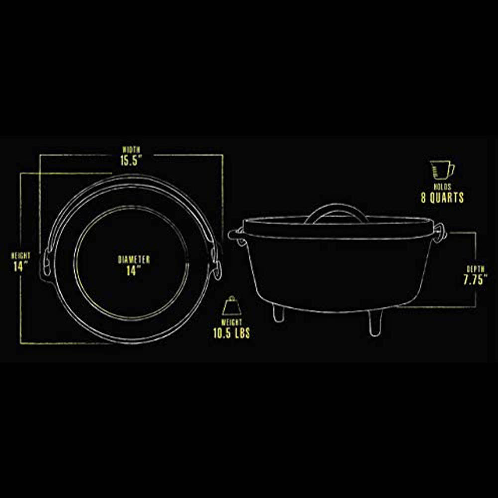 Pit Boss Dutch Oven 14" Inch Cast Iron Pre Seasoned Non Stick 68011