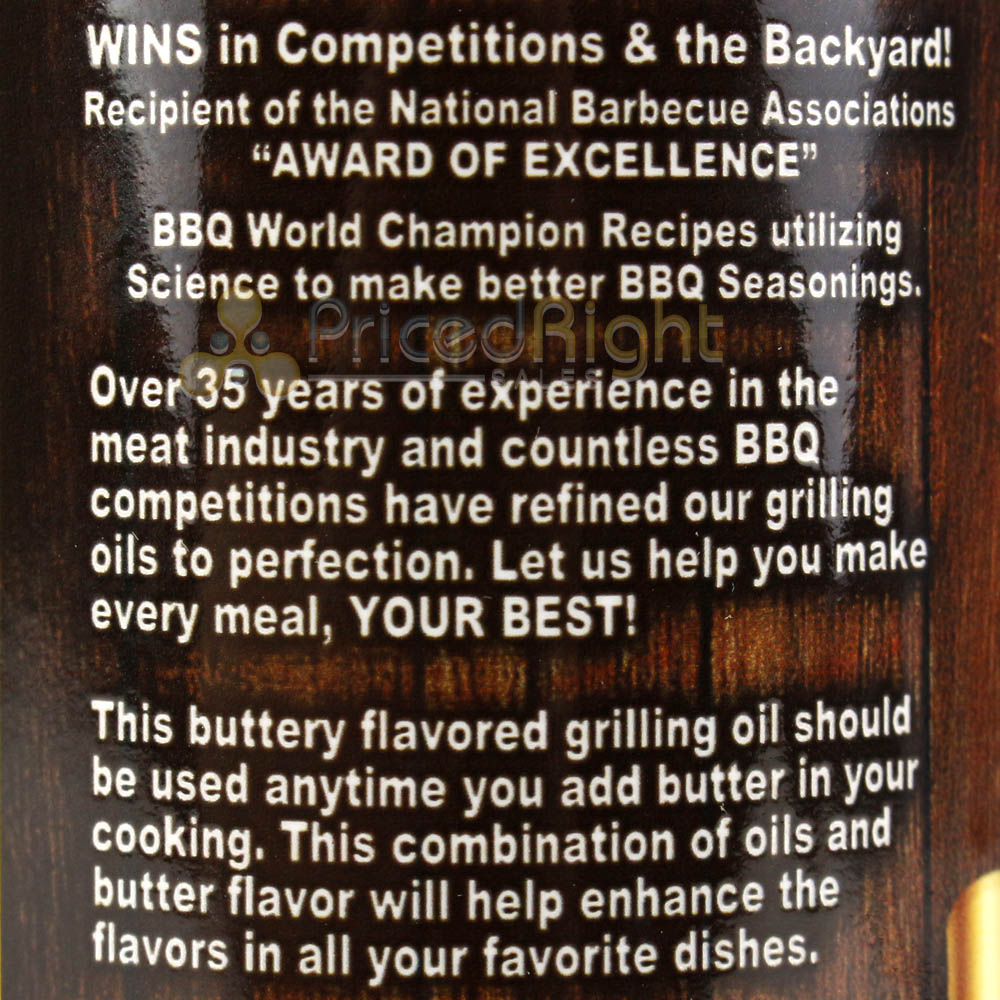 Butcher BBQ Butter Flavor Grilling Oil 12 oz. Bottle Competition Rated Msg Free