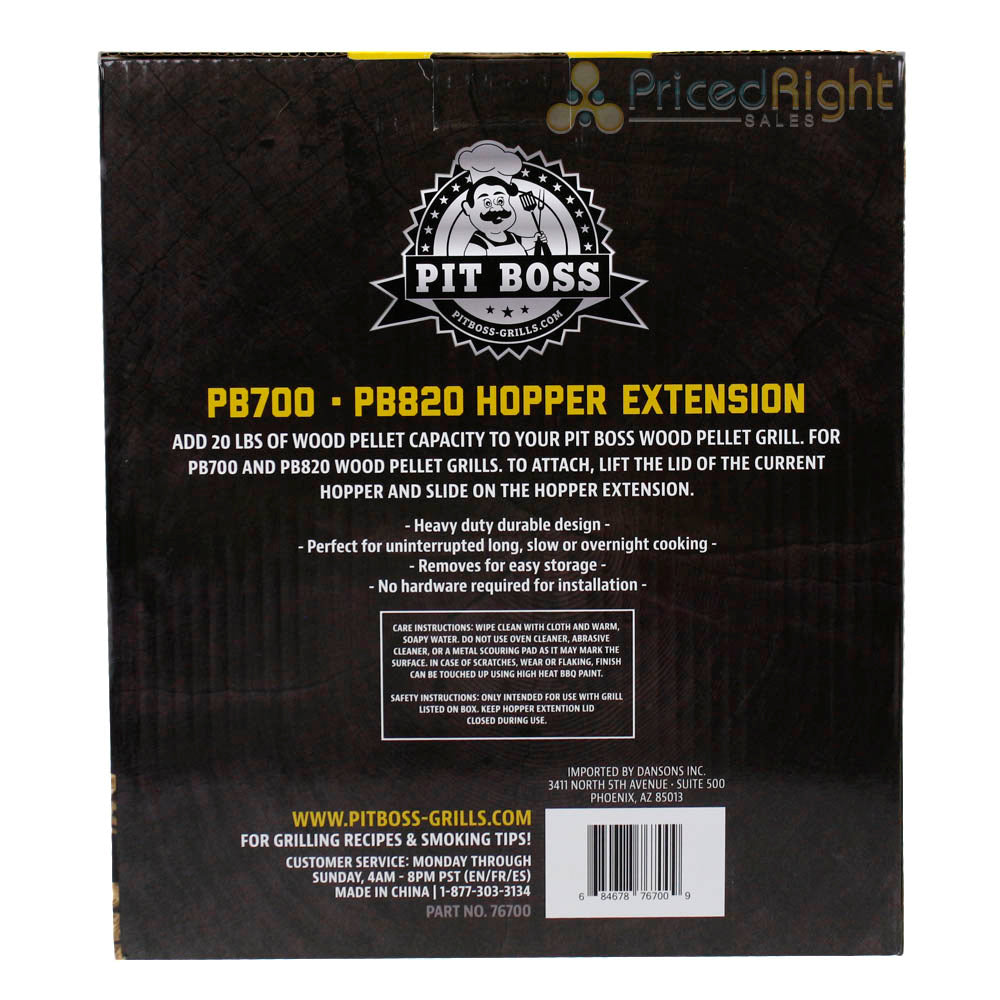 Pit Boss 76700 Pellet Hopper Extension Adds 20 Pound Capacity For PB700/PB820