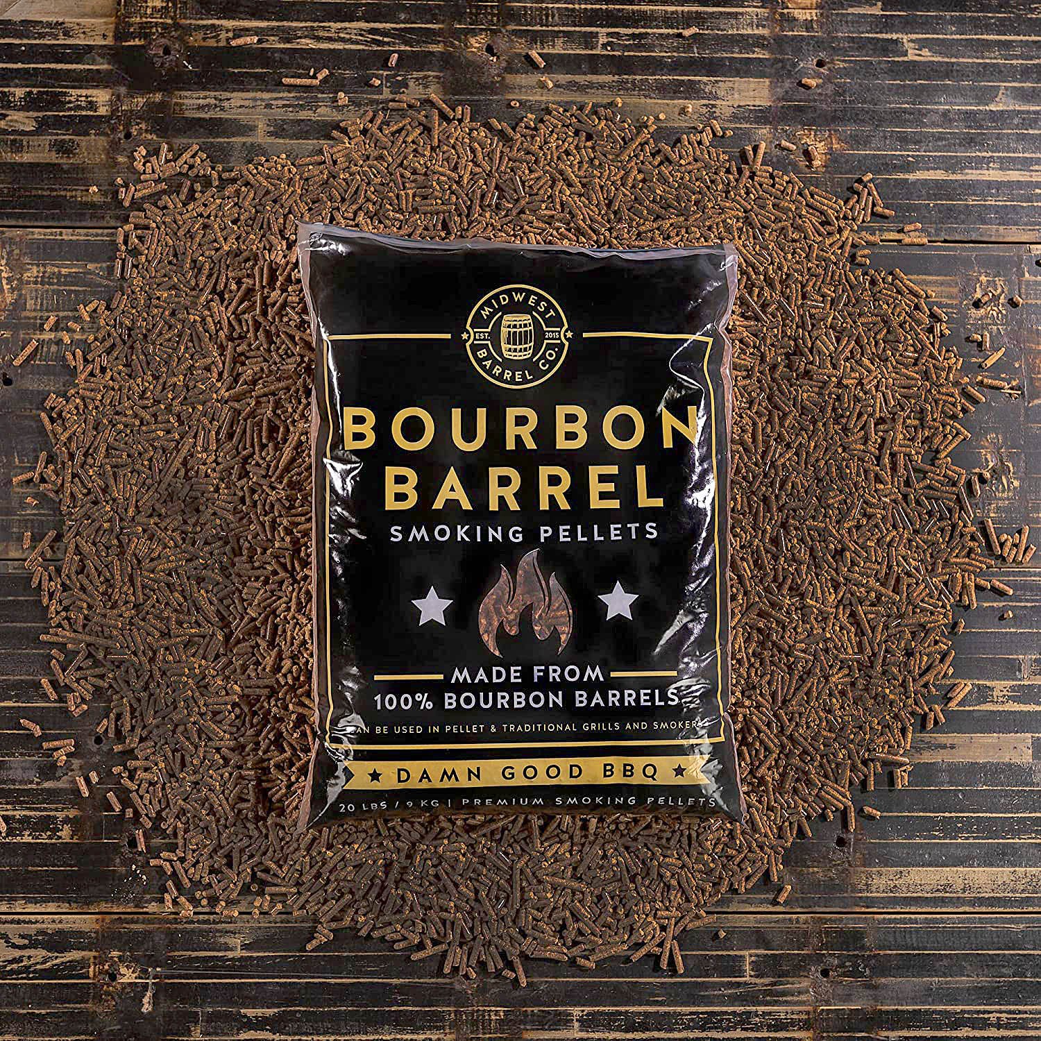 Midwest Barrel Company Bourbon Barrel BBQ Smoking Wood Pellets 20 LB/9 KG Bag