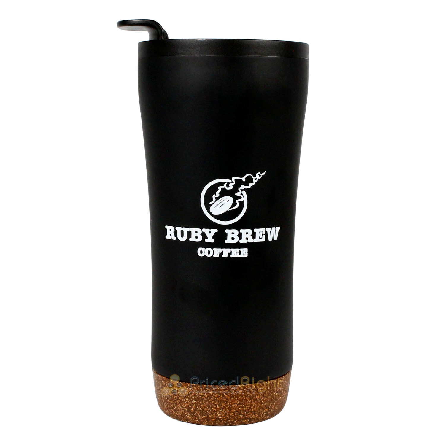 Ruby Brew Valhalla Cork Bottom Travel Tumbler Swivel Splash Proof Lid Black 16oz