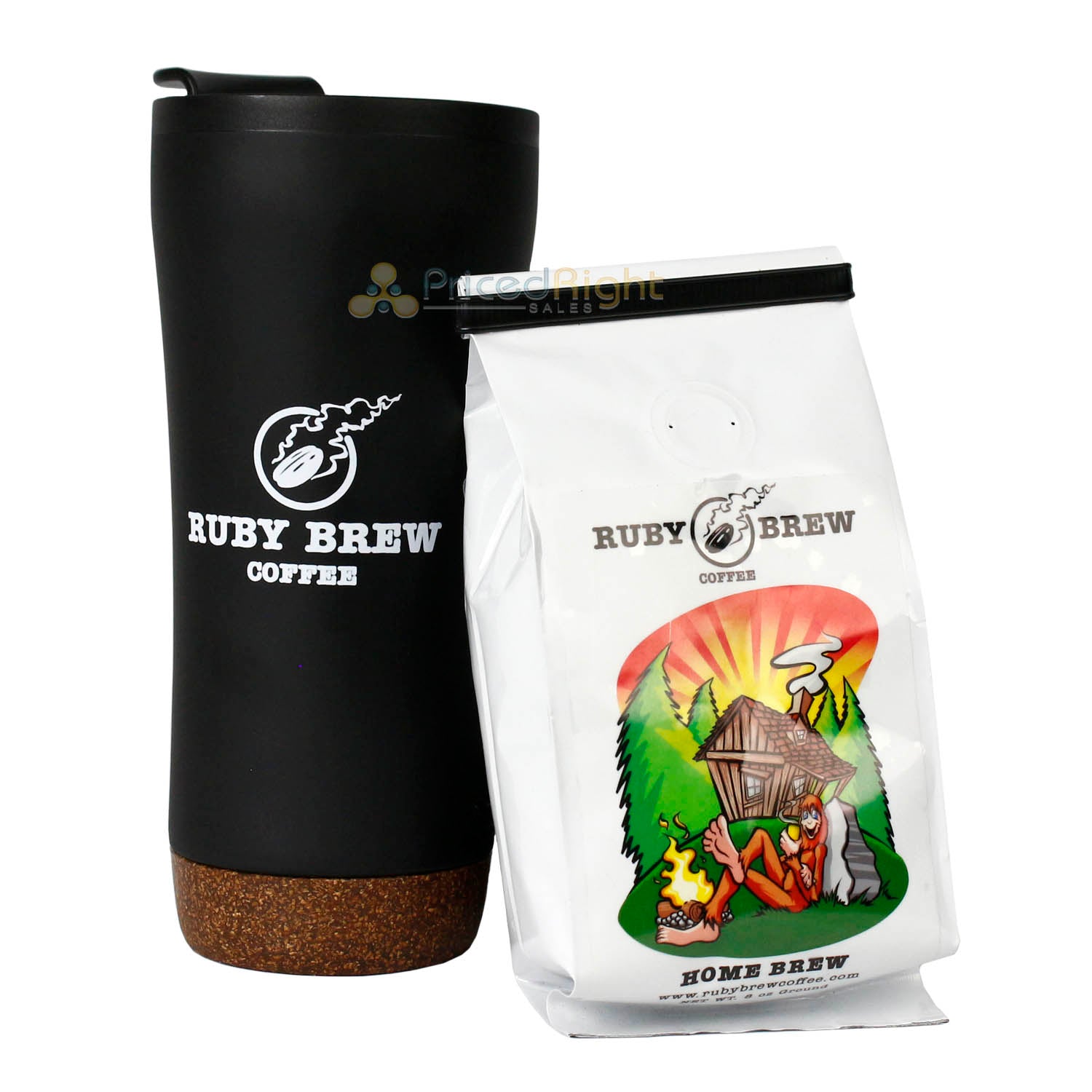 Ruby Brew Valhalla Cork Bottom Travel Tumbler Swivel Splash Proof Lid Black 16oz