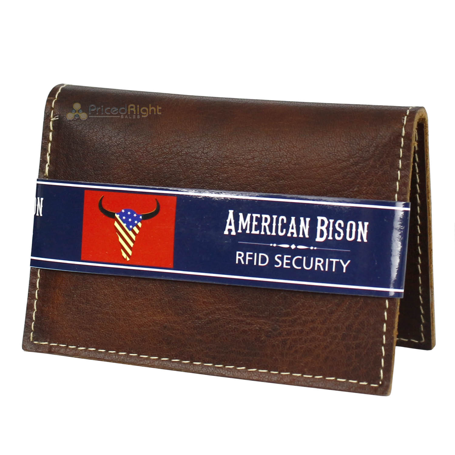 Leather Impressions RFID Hunter Leather Slim Bifold Card Case American Bison