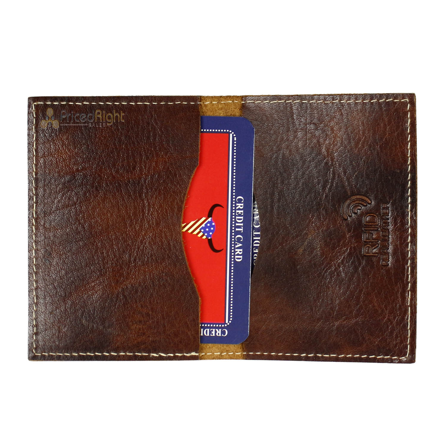 Leather Impressions RFID Hunter Leather Slim Bifold Card Case American Bison