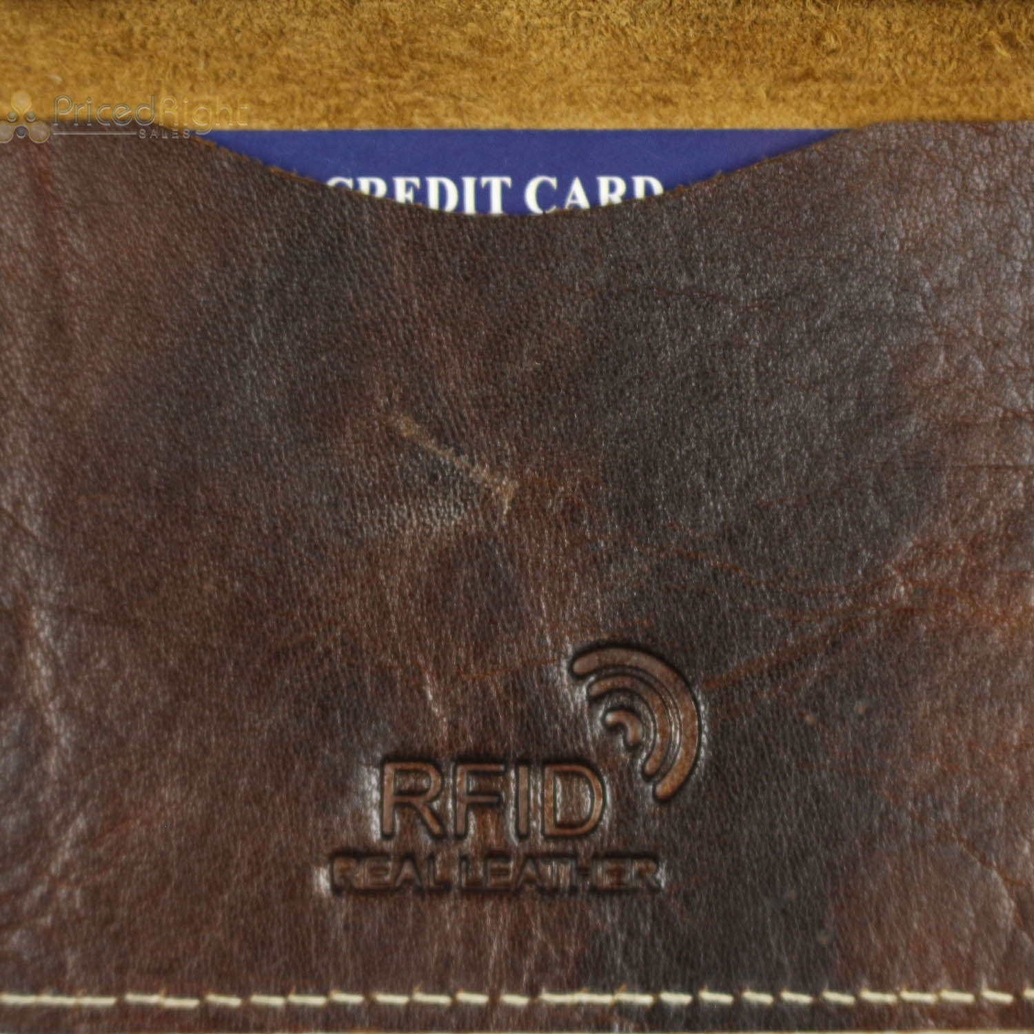 Leather Impressions RFID Hunter Leather Slim Bifold Card Case American Bison