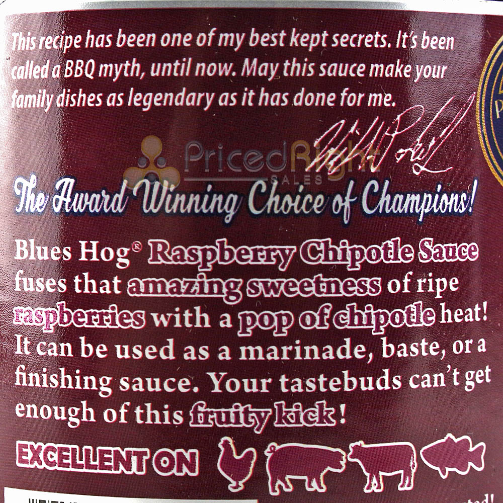 Blues Hog 19 Ounce Raspberry Chipotle Barbecue Sauce Marinade Baste Gluten Free