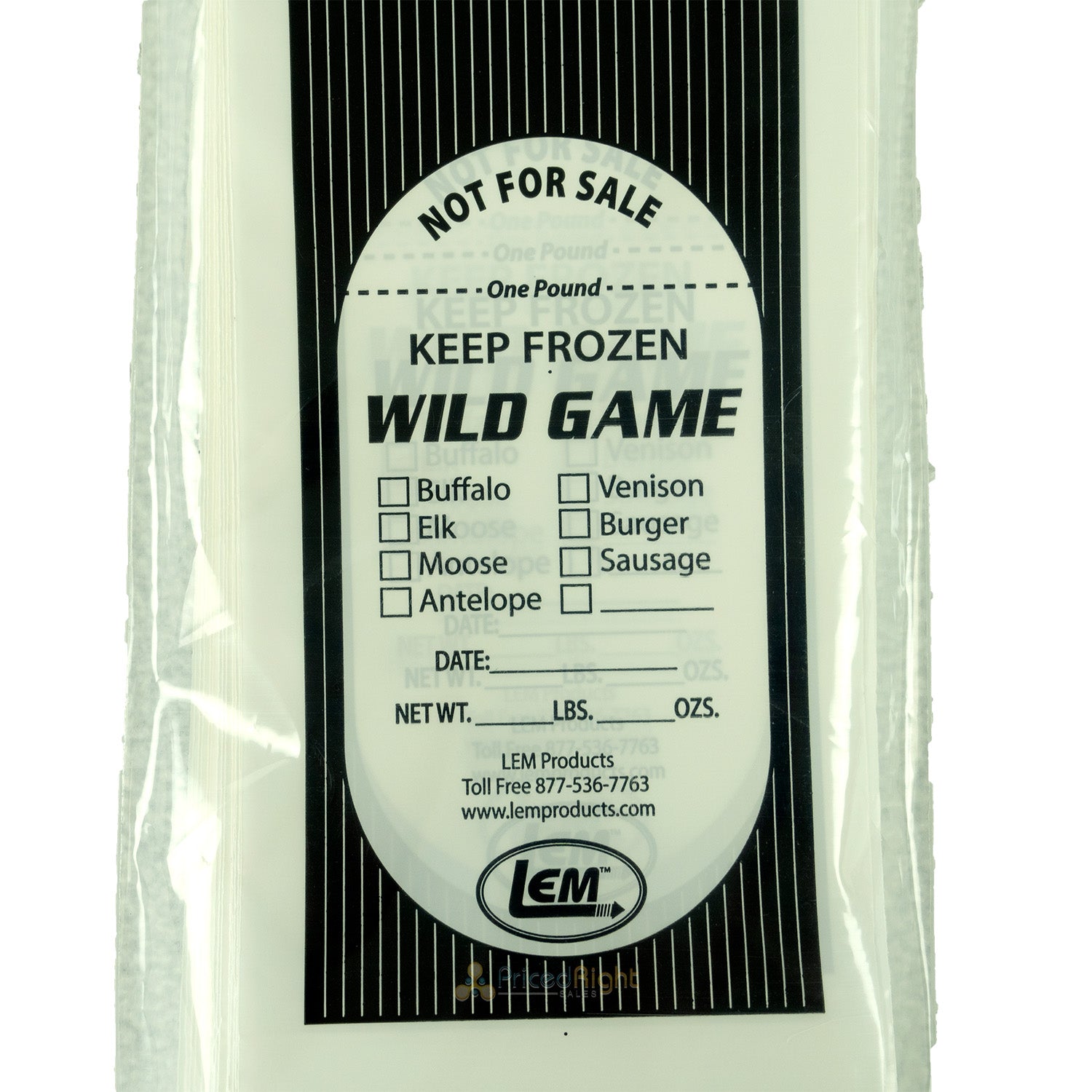 LEM Wild Game Bags 2 Pound Freezer Storage 100 Count Ground Meat Packaging 903