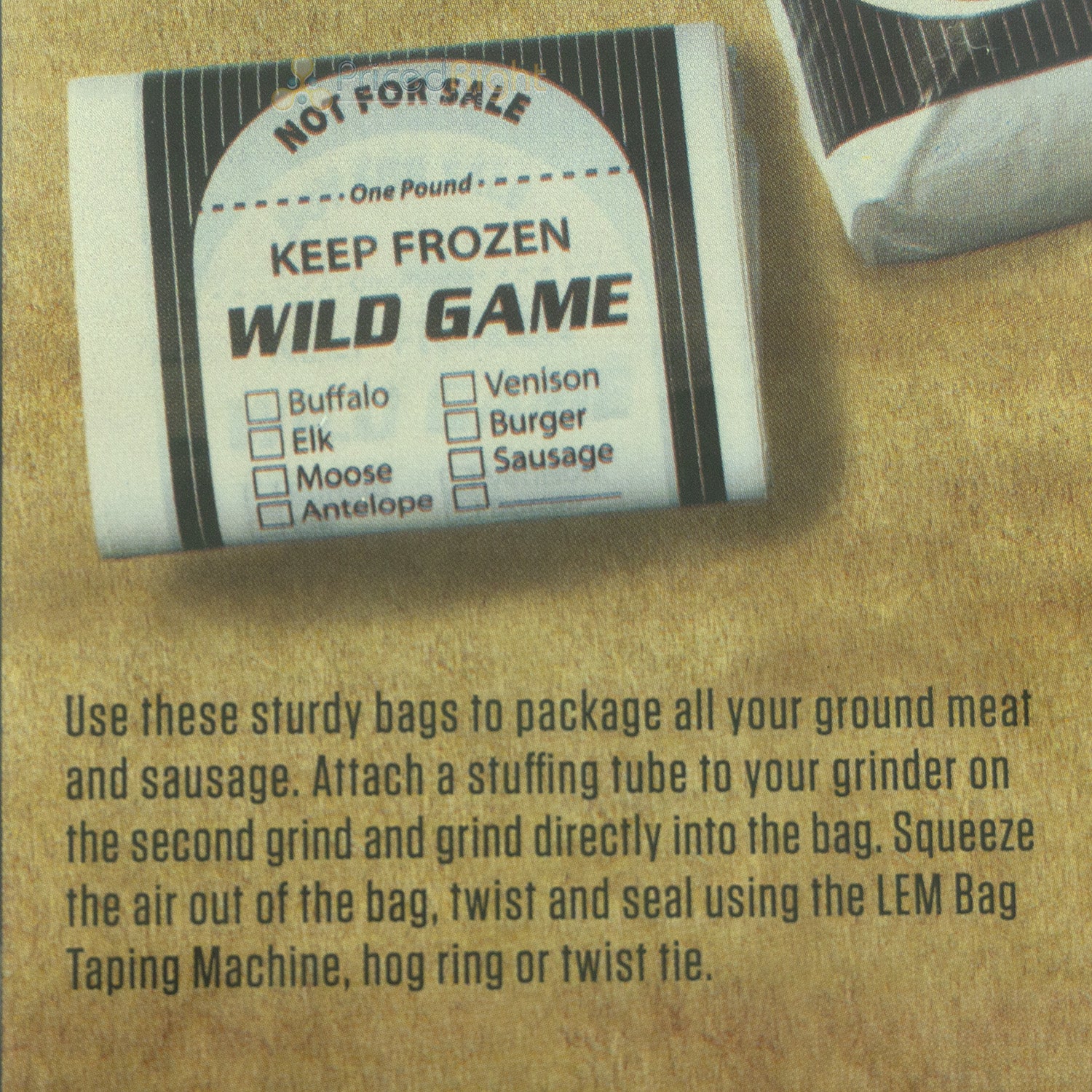 LEM Wild Game Bags 2 Pound Freezer Storage 100 Count Ground Meat Packaging 903