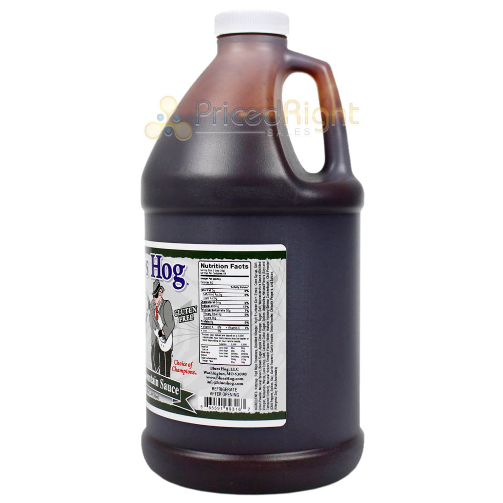 Blues Hog Smokey Mountain BBQ Sauce Hickory Half Gallon 64 Oz Bottle No Gluten