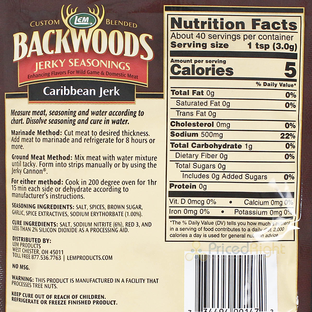 Backwoods Caribbean Jerk Jerky Seasoning Cure Packet for 5 Lbs Meat 4.2 Oz 9147