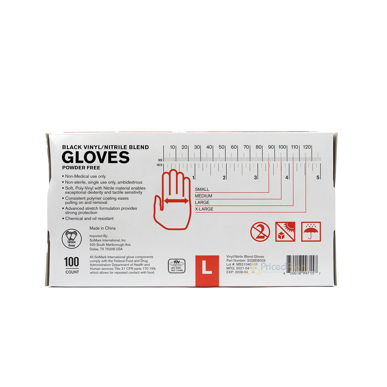 10 Pack Large Vinyl And Nitrile Gloves 1,000 In A Case Powder And Latex Free