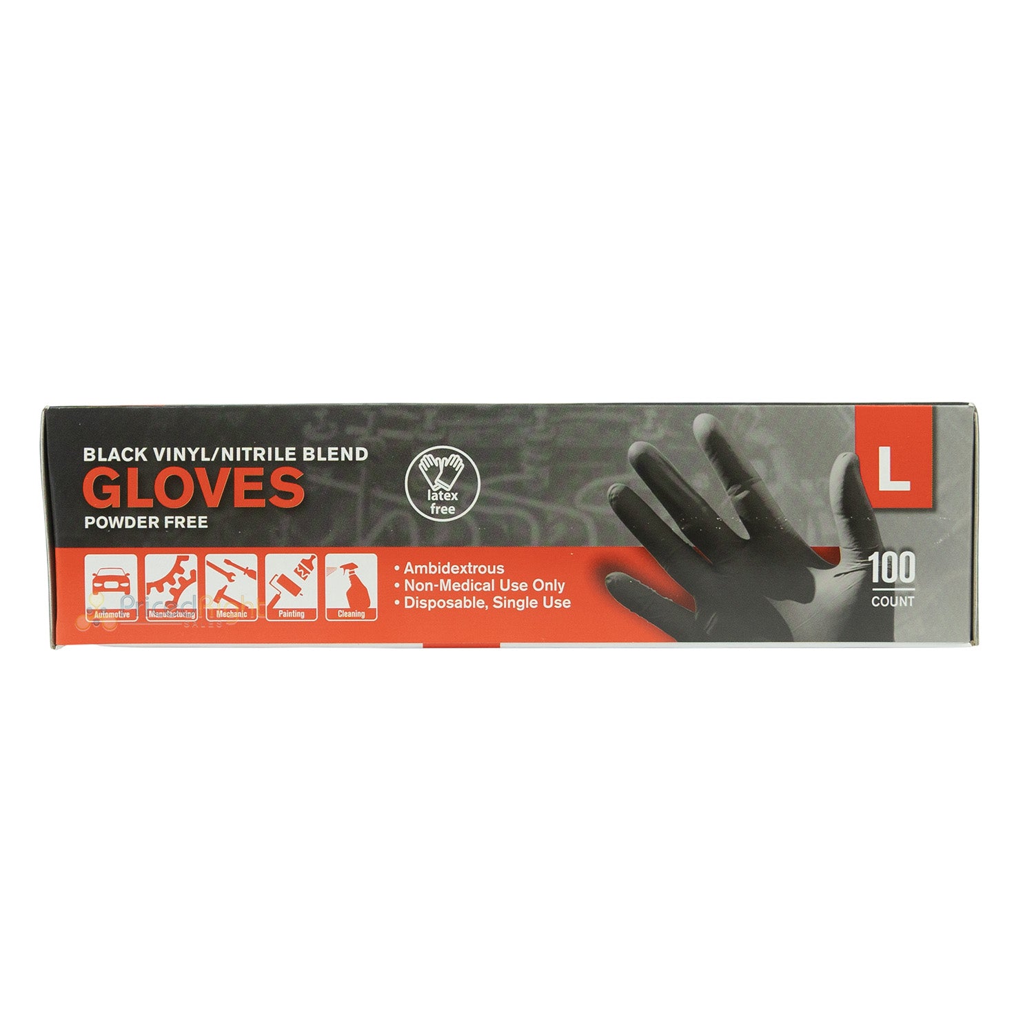 Black Nitrile Disposable Powder & Latex Free Industrial Gloves Large, Box of 100