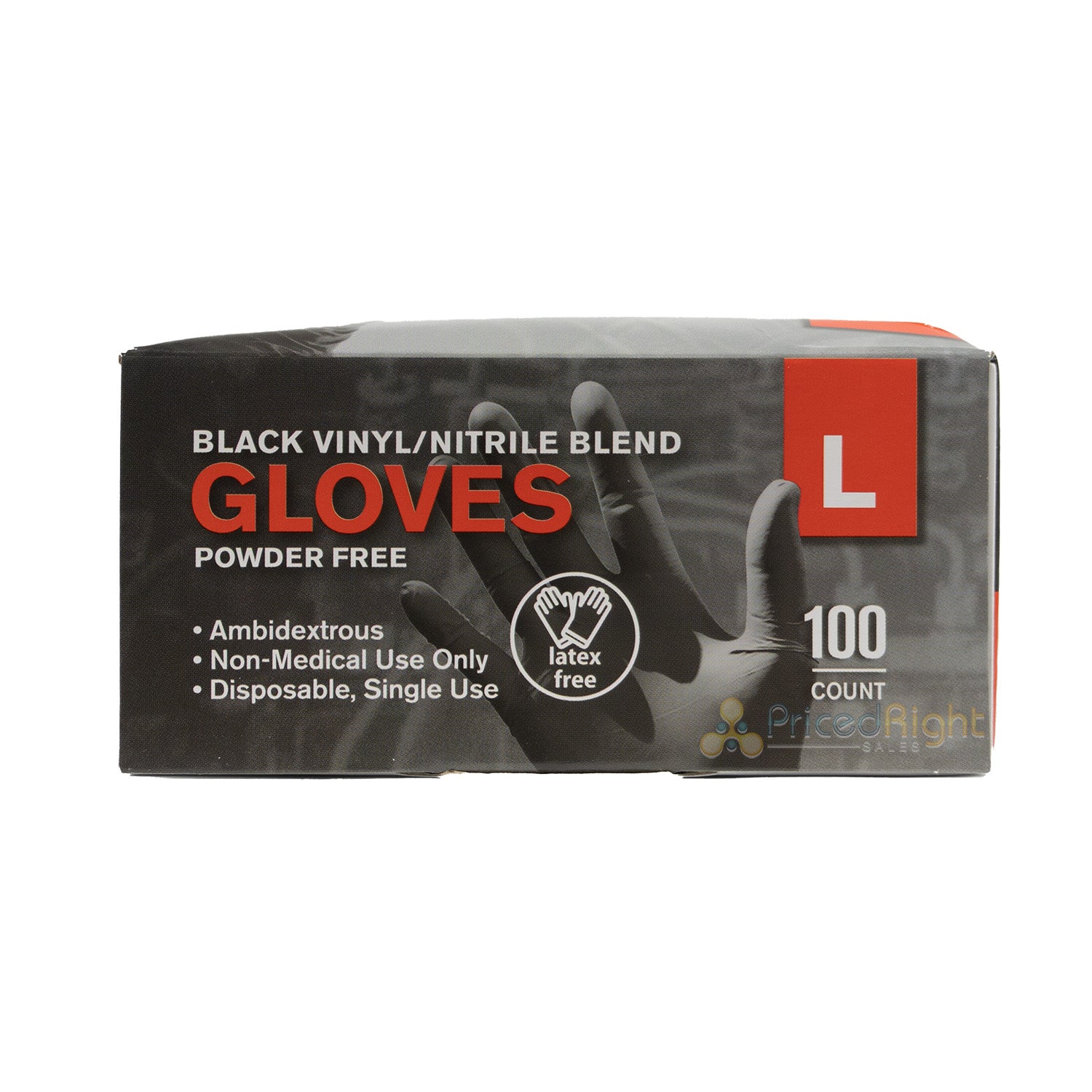 Black Nitrile Disposable Powder & Latex Free Industrial Gloves Large, Box of 100