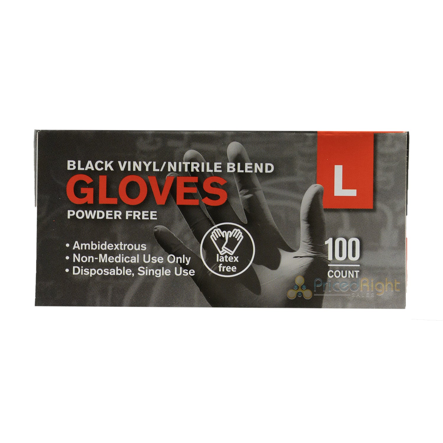 Black Nitrile Disposable Powder & Latex Free Industrial Gloves Large, Box of 100