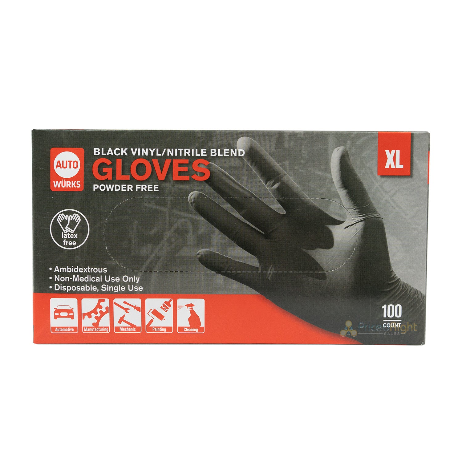 10 Pack XL Vinyl And Nitrile Gloves 1,000 In Case Powder And Latex Free