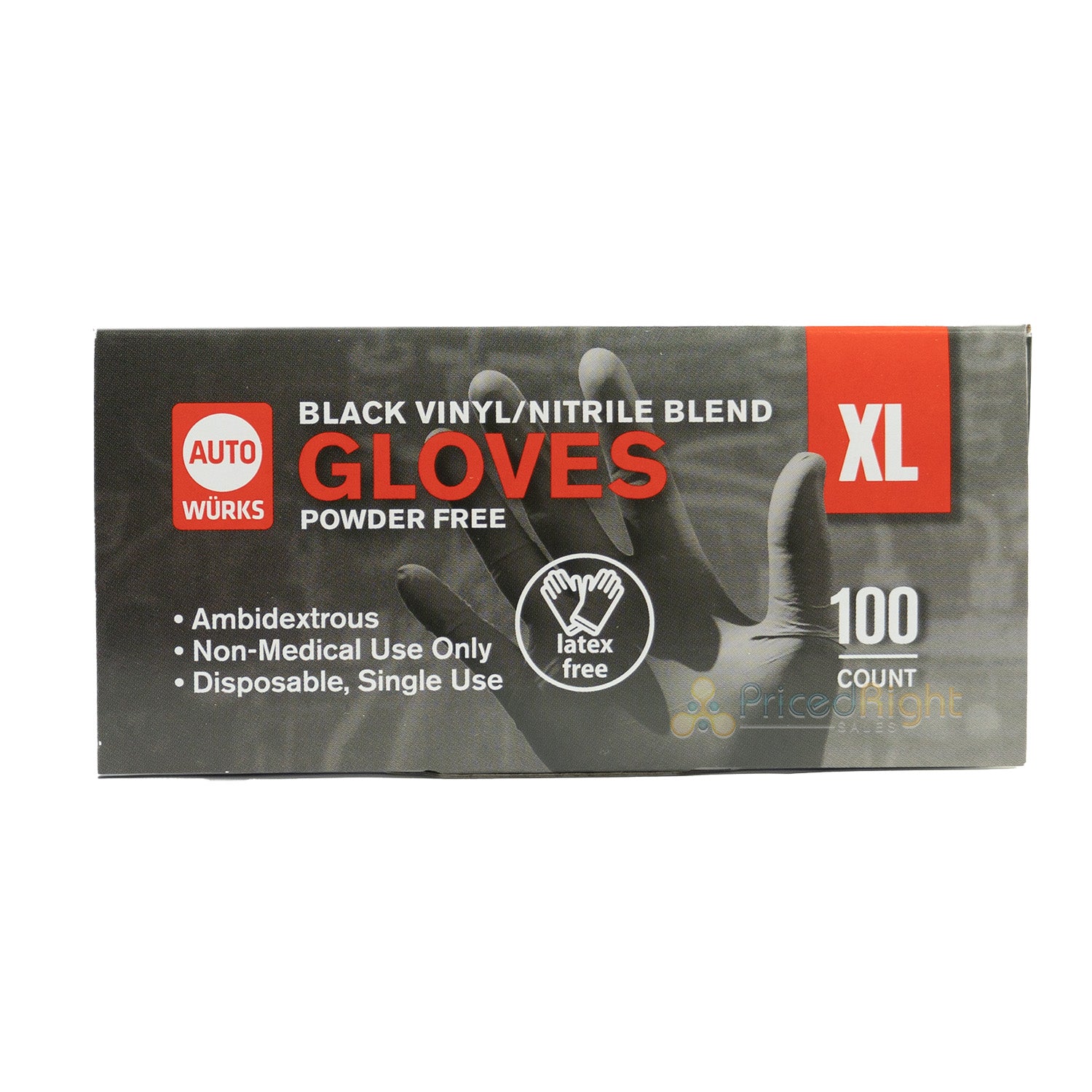 Black Nitrile Disposable Powder & Latex Free Industrial Gloves XL, Box of 100