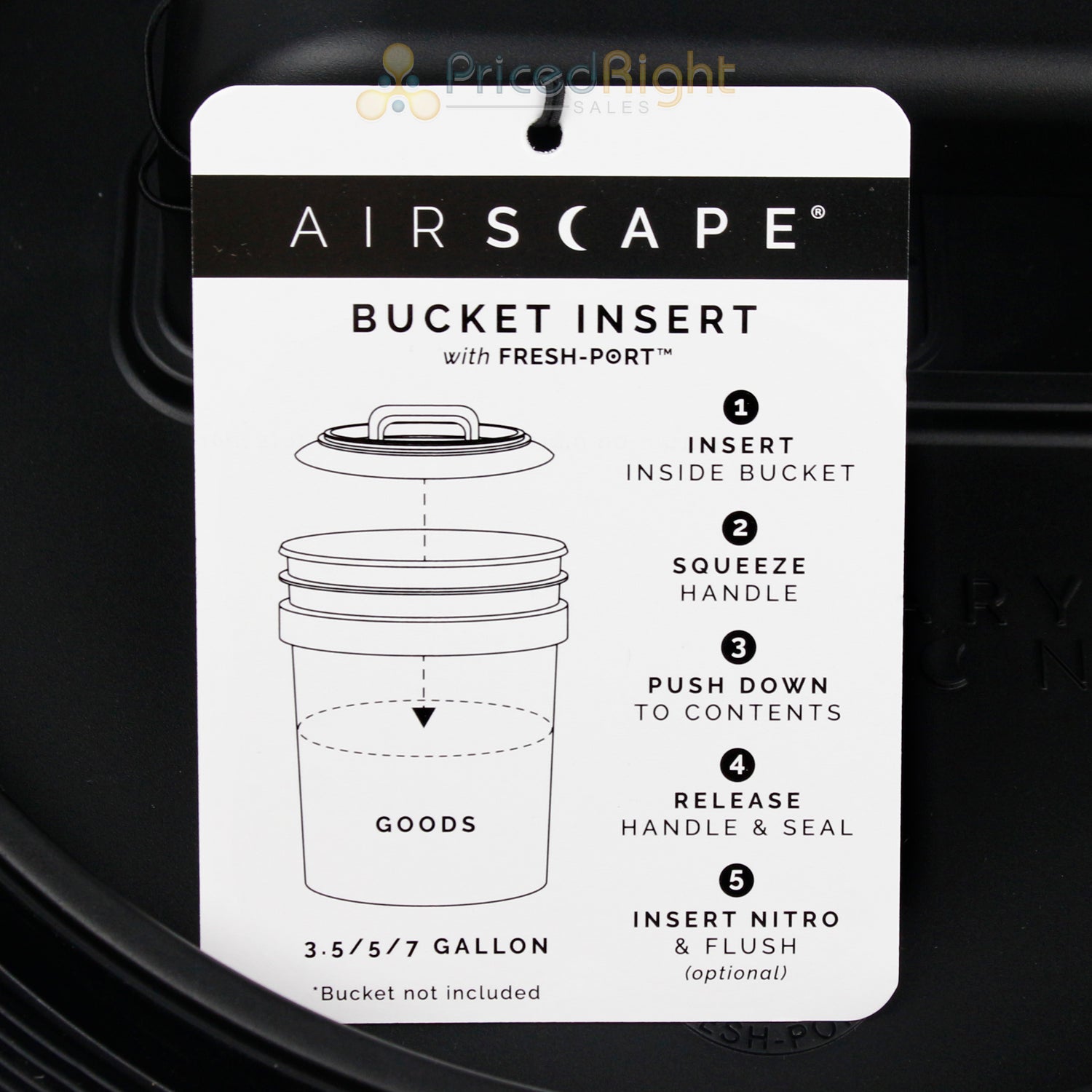 Airscape Big BBQ Bucket Lid Insert W/ Degass Valve & Fresh Port 12 Inch BPA Free