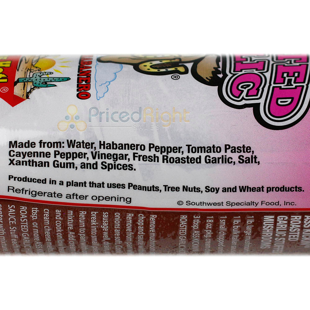 Ass Kickin' Roasted Garlic Hot Sauce 5 oz Bottle Habanero Jalapeno Peppers AK732