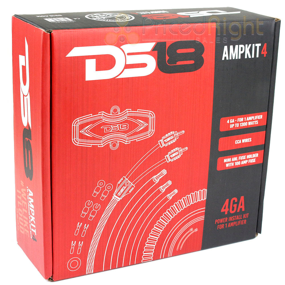 DS18 4 Gauge Amp Kit Wiring Amplifier Complete Install Cables AMPKIT4