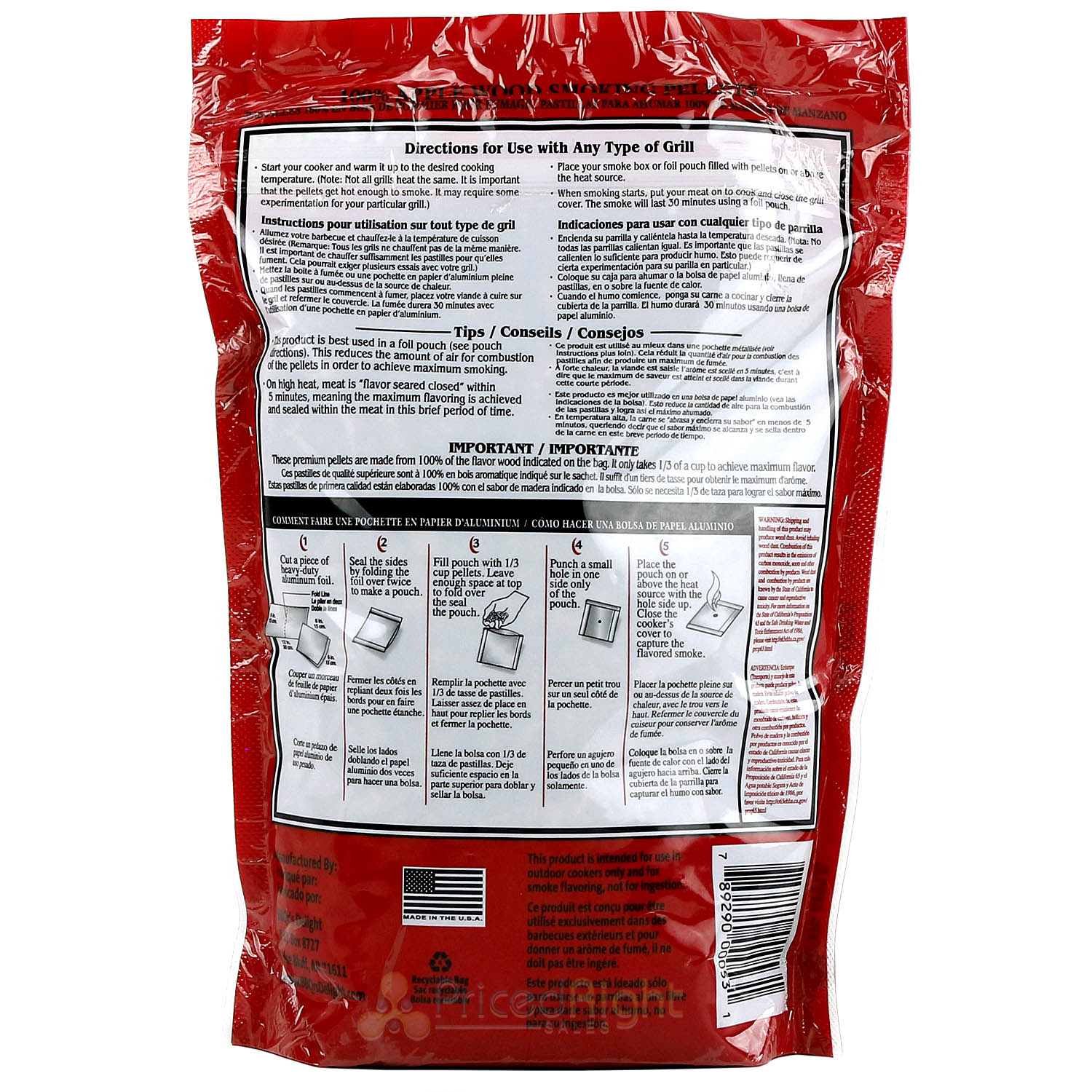 BBQr's Delight Apple Pellet Blend 1lb Grilling Smoking Pellets 100% All Natural