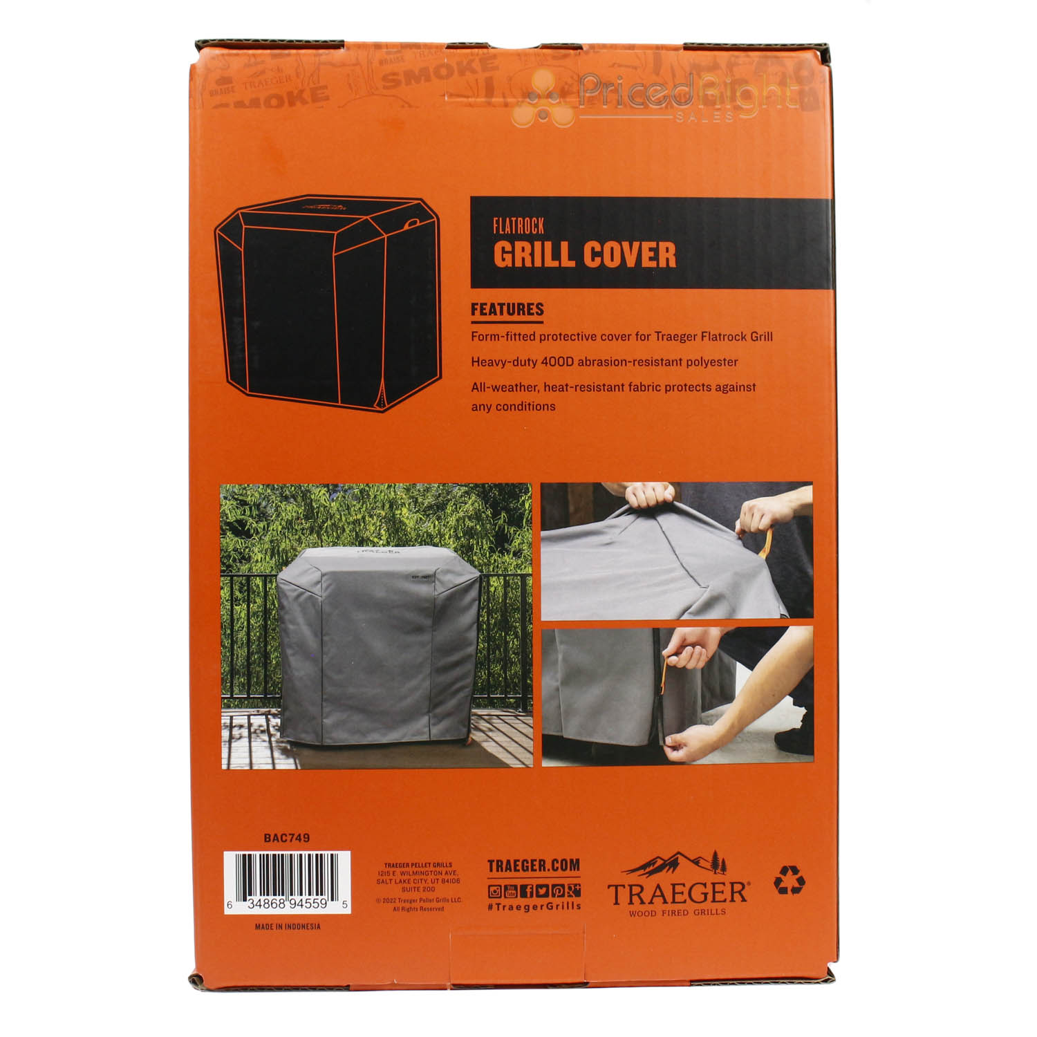 Traeger Flatrock Flat Top Protective All Weather Grill Cover Heavy Duty Gray