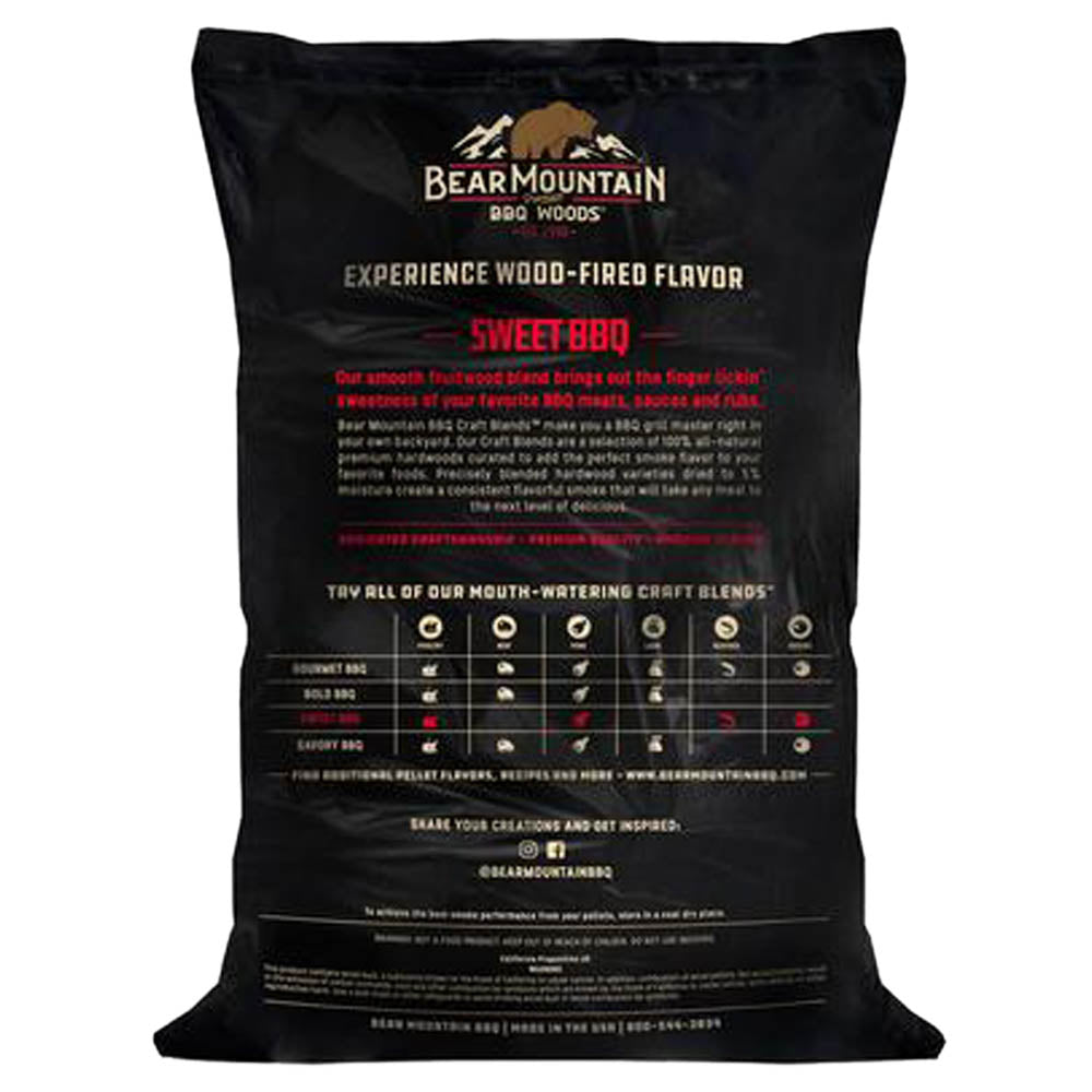 Bear Mountain Sweet BBQ Premium Hardwood Pellets Sweet & Smokey Flavor 20lb Bag