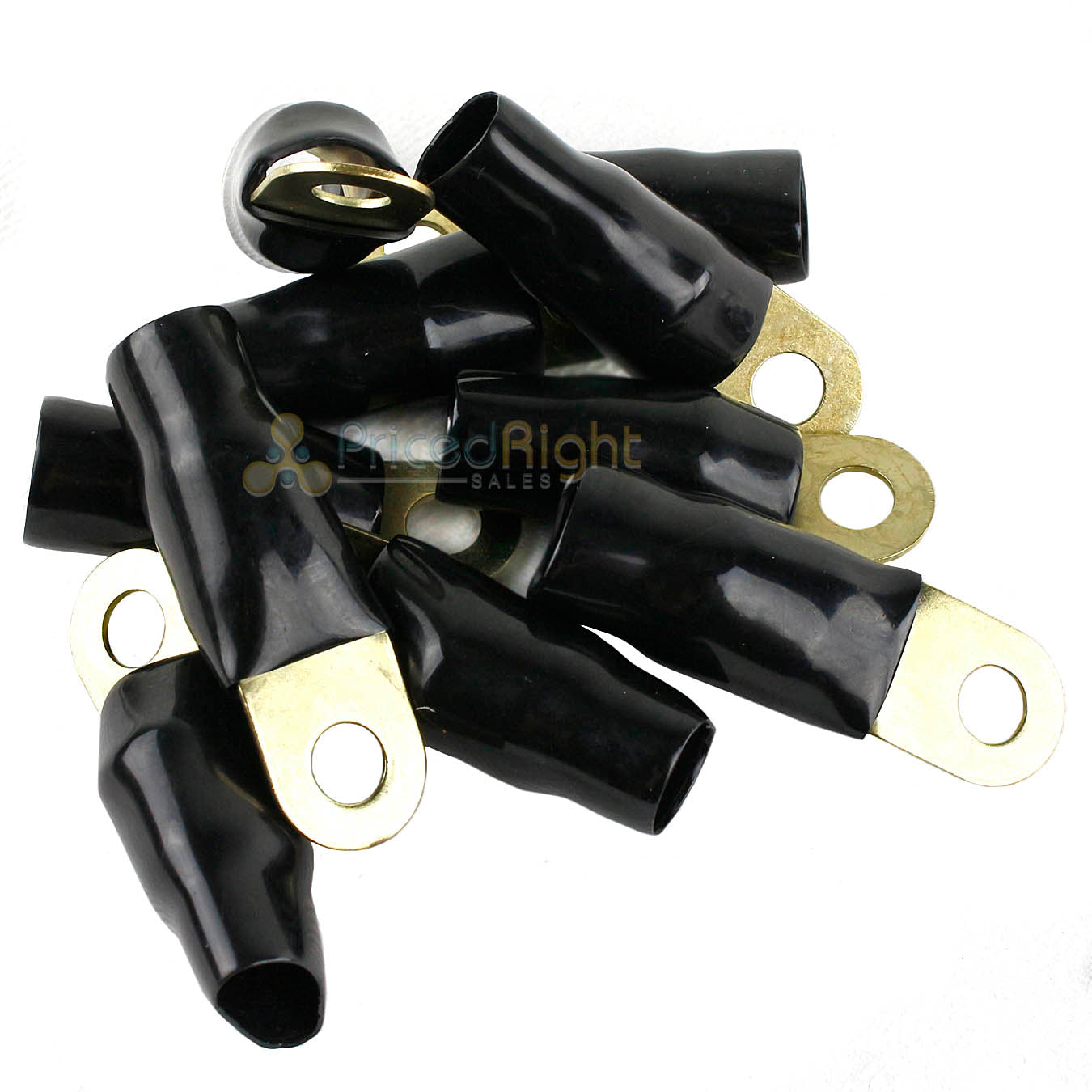 Bullz Audio Ring Terminals 1/0 Gauge 5/16" Hole Gold Plated Black 10 Pack BRT0B