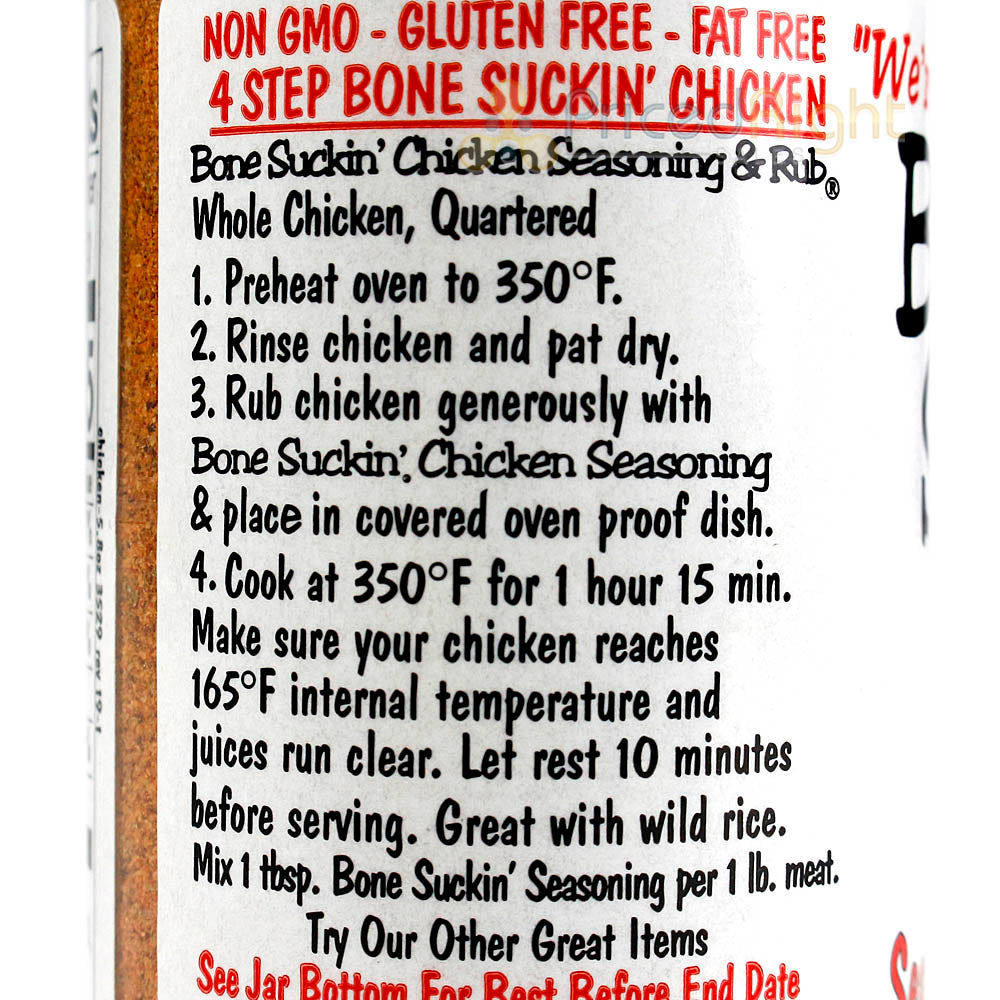 Bone Suckin' Sauce Chicken Seasoning Rub 5.8 Oz. Bottle Non Gmo Gluten Free