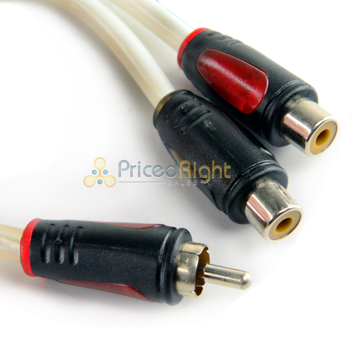 2 Pack 1 Male to 2 Female RCA Splitter Triple Shield Inteconnect Car Home Audio