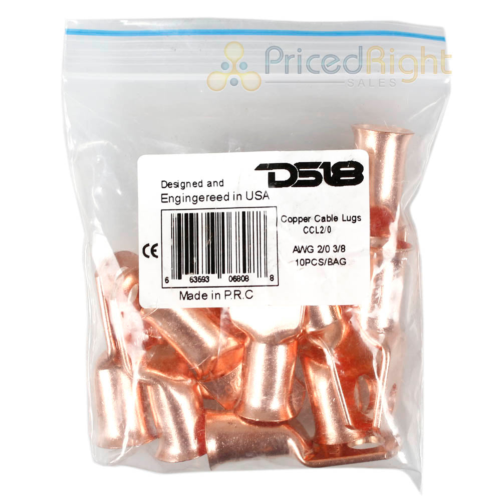 10 Pack DS18 2/0 Gauge Copper Ring Terminals Lug Wire Connector CCL2/0