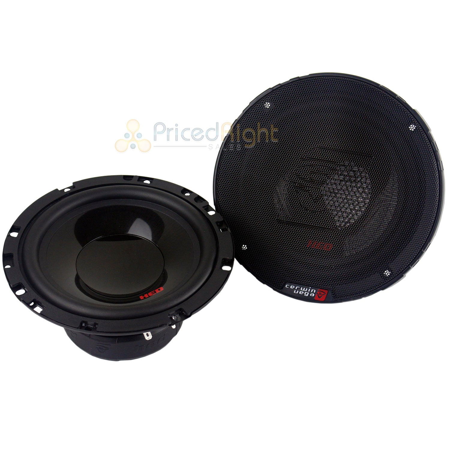 Cerwin Vega 2-Way Component 6.5" Speaker Set Silk Dome Tweeter Mesh Grill H765C