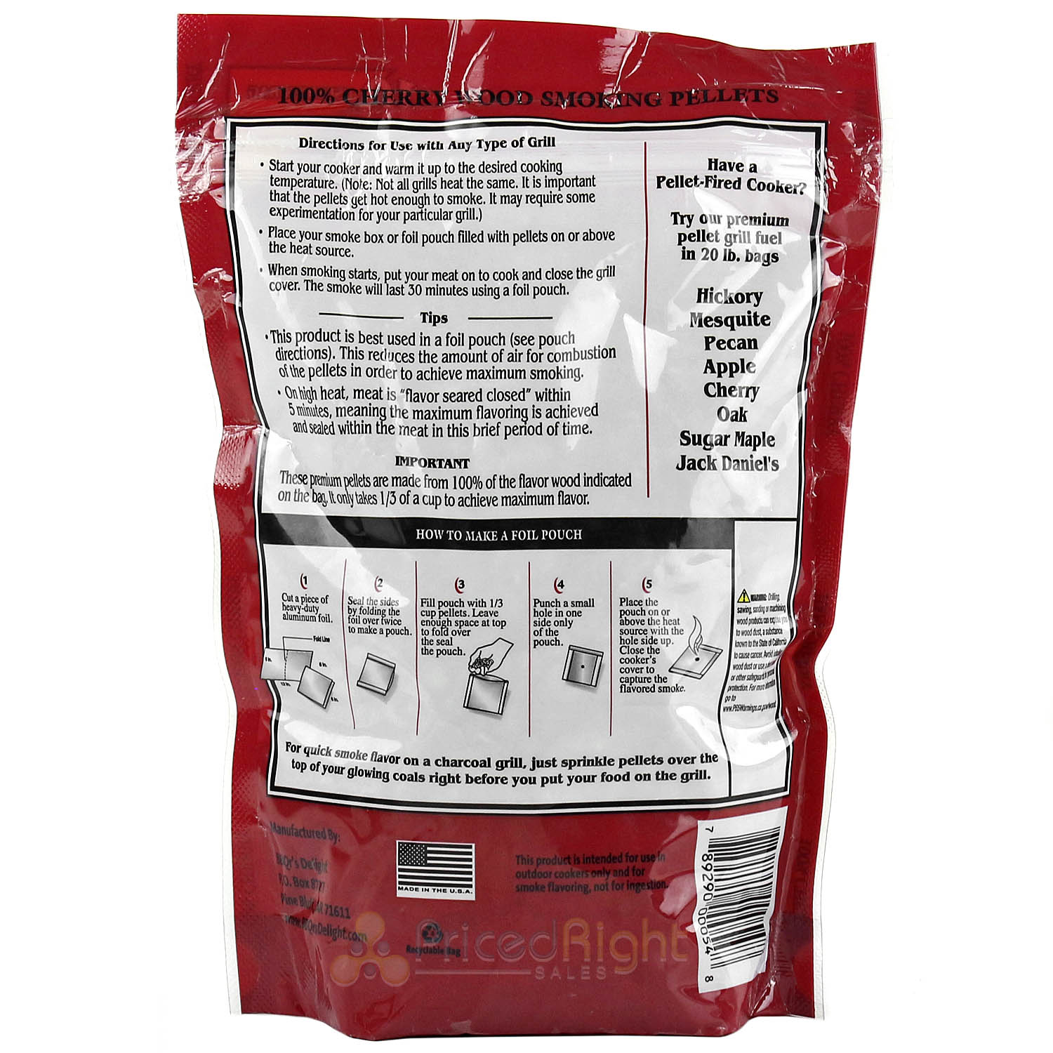 BBQr's Delight Cherry Pellet Blend 1lb Grilling Smoking Pellets 100% All Natural